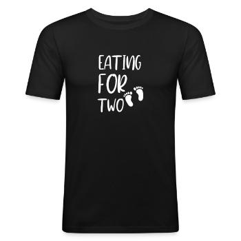 Schwanger Schwangerschaft Baby Geschenkidee - Männer Slim Fit T-Shirt - Schwarz - Vorne - Nik (191cm)
