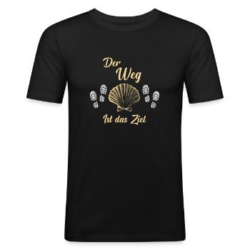 Pilgern Jakobsweg Jakobsmuschel Santiago Camino - Männer Slim Fit T-Shirt - Schwarz - Vorne - Nik (191cm)