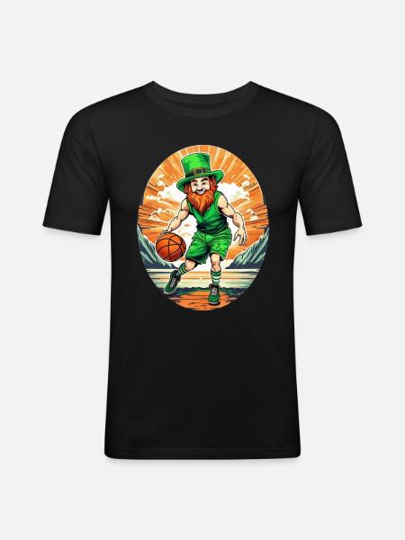 Basket-ball Trèfle de la Saint-Patrick - T-shirt près du corps Homme - noir