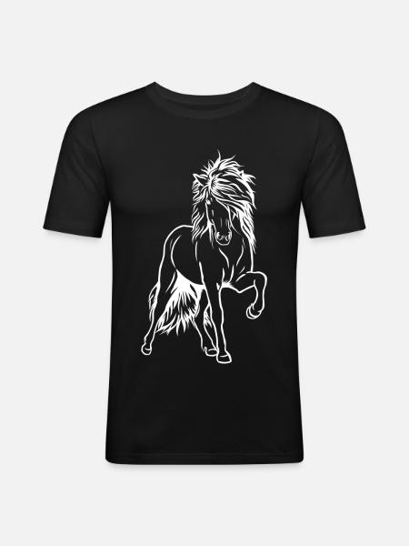 Iceland stallion white - Men's Slim Fit T-Shirt - black