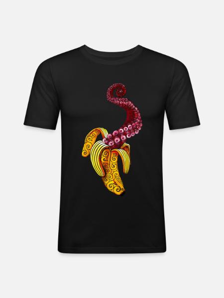 Wirbelnde Mutant-Banane - Männer Slim Fit T-Shirt - Schwarz