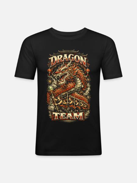 Dragon Dance Drachentanz - Männer Slim Fit T-Shirt - Schwarz