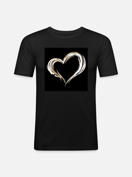 Coeur - T-shirt près du corps Homme - noir
