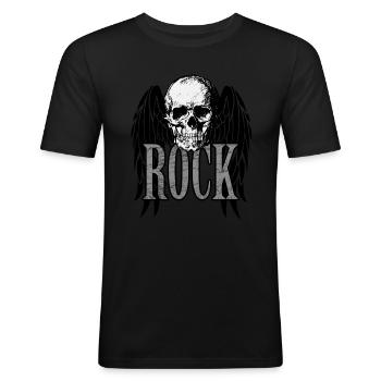 Motif de groupe de rock hard rock pour femmes et hommes - T-shirt près du corps Homme - noir - Devant - Nik (191cm)
