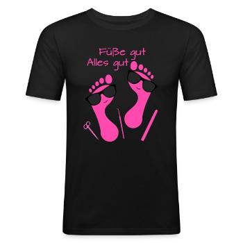 Fußpflege Pediküre Podologe Nagelstudio Geschenk - Männer Slim Fit T-Shirt - Schwarz - Vorne - Nik (191cm)
