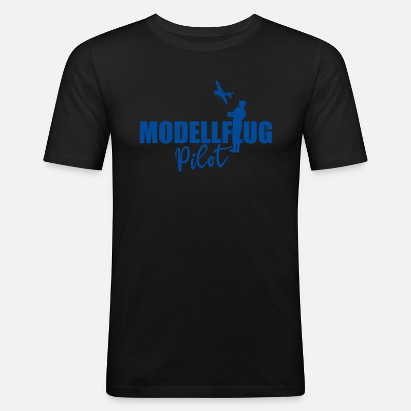 Modellflug Pilot Modellbauer Flugzeug Geschenk - Männer Slim Fit T-Shirt - Schwarz