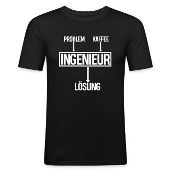 PROBLEM KAFFEE INGENIEUR LÖSUNG - Männer Slim Fit T-Shirt - Schwarz - Vorne - Nik (191cm)