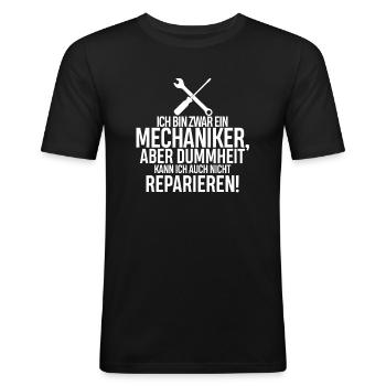 Ich Bin Zwar Ein Mechanike Aber... - Männer Slim Fit T-Shirt - Schwarz - Vorne - Nik (191cm)