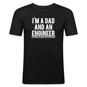 Dad and Engineer - Männer Slim Fit T-Shirt - Schwarz - Vorne - Nik (191cm)