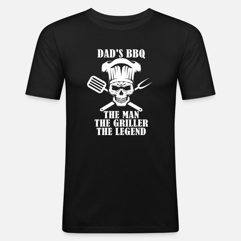 Dad's BBQ - Männer Slim Fit T-Shirt - Schwarz
