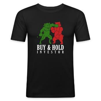 Buy & hold investor - Men's Slim Fit T-Shirt - black - Front - Nik (191cm)