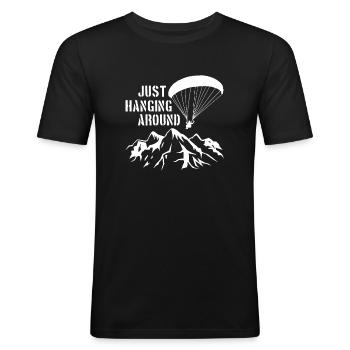 Just Hanging Around Lustiges Paragliding Geschenk - Männer Slim Fit T-Shirt - Schwarz - Vorne - Nik (191cm)