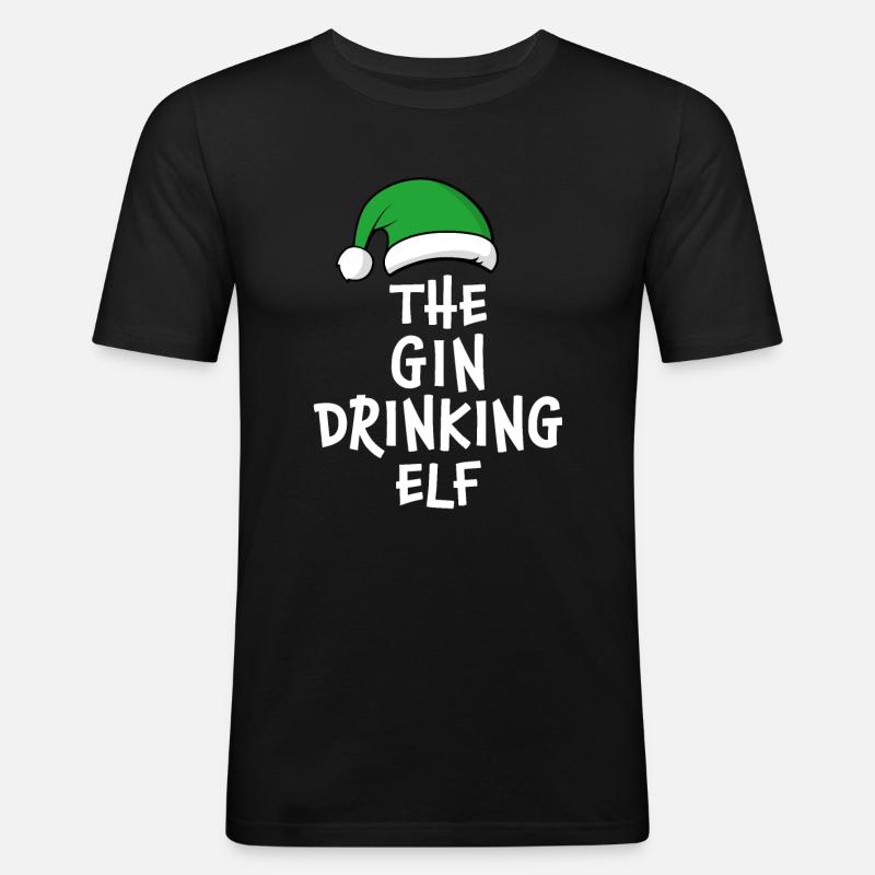 Der Gin Trinkelf - Männer Slim Fit T-Shirt - Schwarz