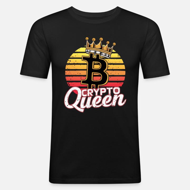 crypto queen Kryptowährung Coin - Männer Slim Fit T-Shirt - Schwarz