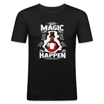 Magie - Männer Slim Fit T-Shirt - Schwarz - Vorne - Nik (191cm)