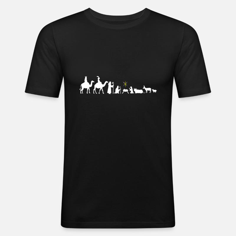 Krippe Weihnachten Evolution Weihnachtskrippe Fest - Männer Slim Fit T-Shirt - Schwarz