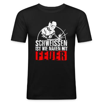 Schweissen - Schweisser Schlosser Geschenk Lustig - Männer Slim Fit T-Shirt - Schwarz - Vorne - Nik (191cm)
