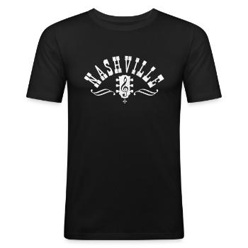 Nashville Tennessee - Country Musik Gitarre - Männer Slim Fit T-Shirt - Schwarz - Vorne - Nik (191cm)