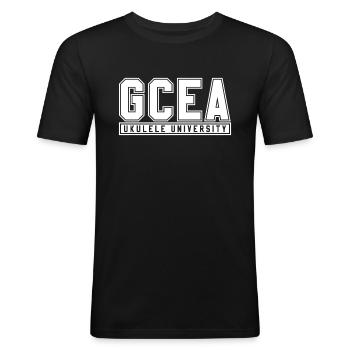 Ukulele - Männer Slim Fit T-Shirt - Schwarz - Vorne - Nik (191cm)