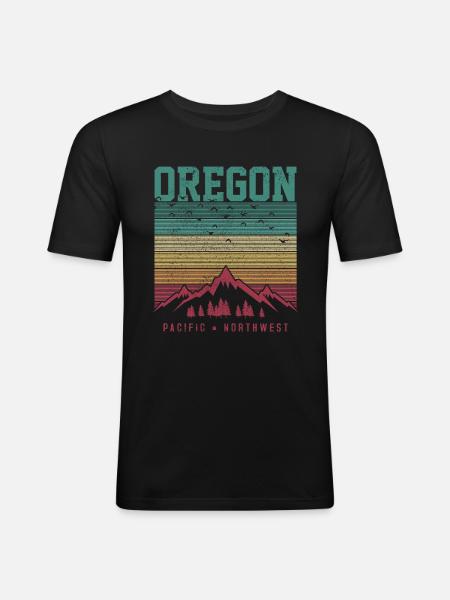 Oregon - Männer Slim Fit T-Shirt - Schwarz