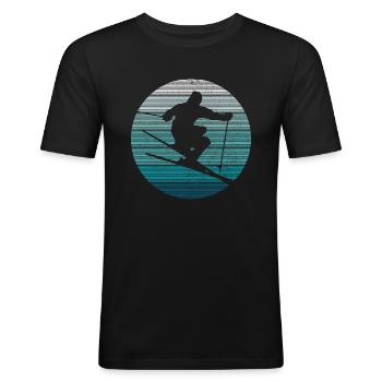 Ski - Männer Slim Fit T-Shirt - Schwarz - Vorne - Nik (191cm)