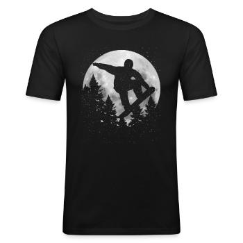 Snowboard - Männer Slim Fit T-Shirt - Schwarz - Vorne - Nik (191cm)
