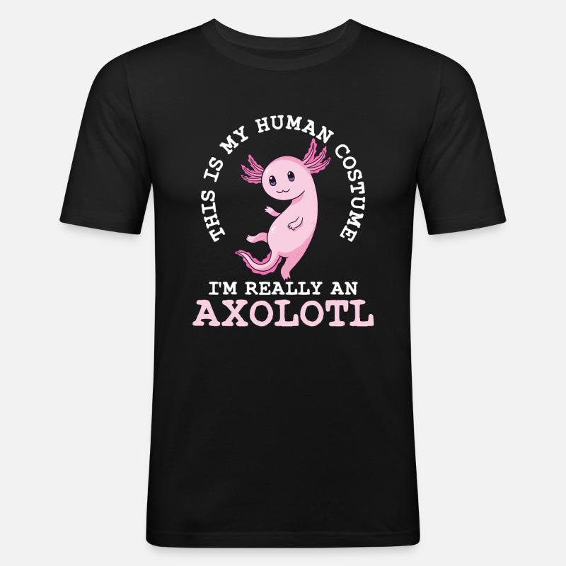 Axolotl - Männer Slim Fit T-Shirt - Schwarz