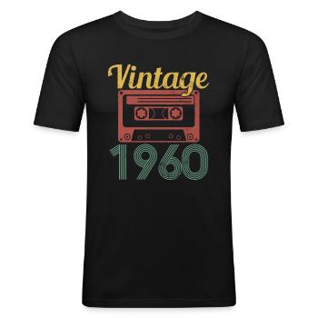 60th birthday vintage 1960 funny gift - Men's Slim Fit T-Shirt - black - Front - Nik (191cm)