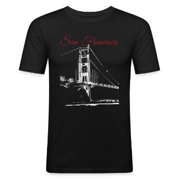 SAN FRANCISCO - T-shirt près du corps Homme - noir - Devant - Nik (191cm)