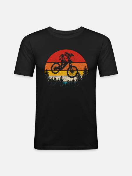 Regalo di mountain bike vintage mtb downhill - Maglietta aderente da uomo - nero