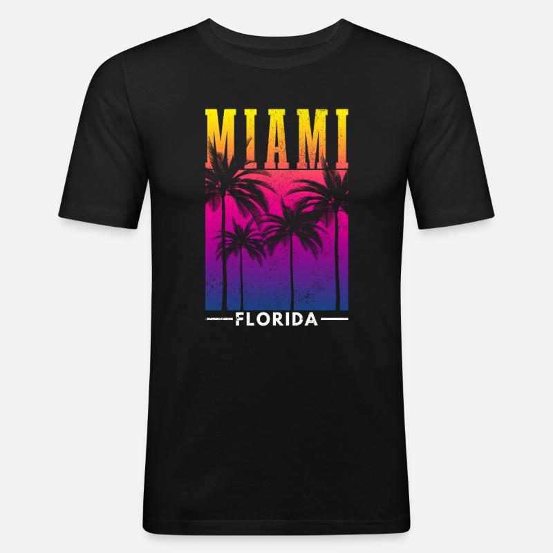 Miami Beach Florida - Männer Slim Fit T-Shirt - Schwarz