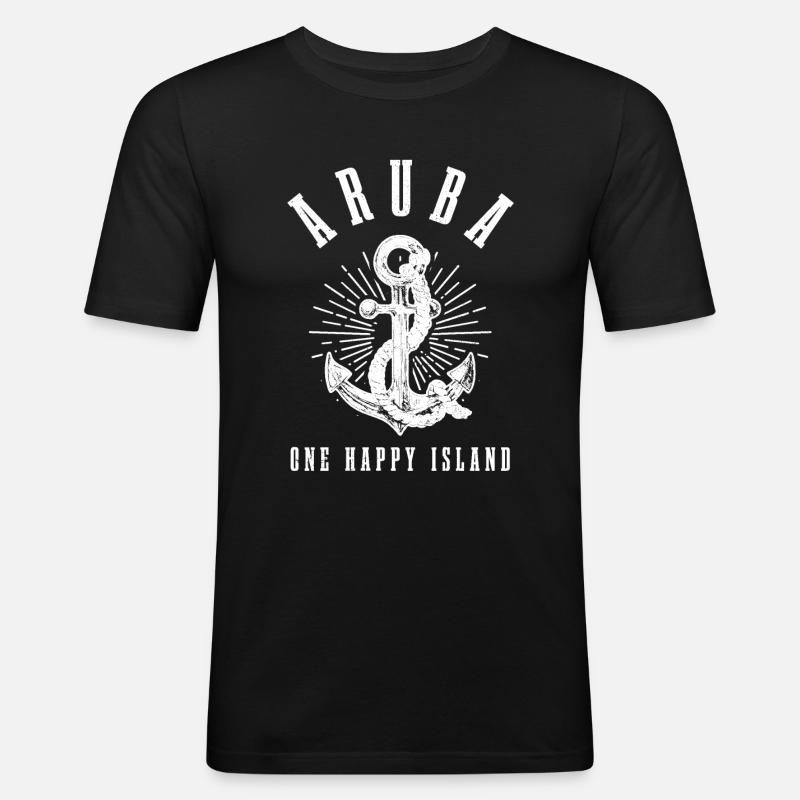 Aruba - Männer Slim Fit T-Shirt - Schwarz