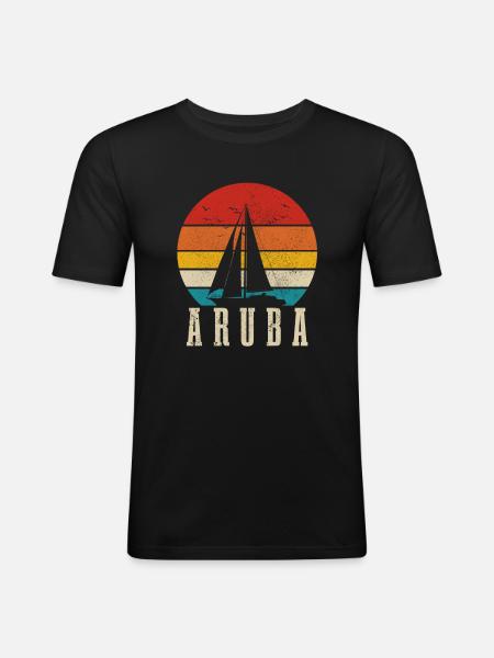 Aruba - Männer Slim Fit T-Shirt - Schwarz