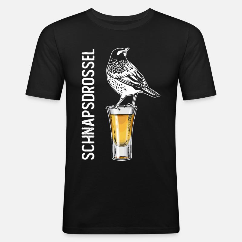 Schnapsdrossel Schnapstrinker Alkohol Schnaps - T-shirt près du corps Homme - noir