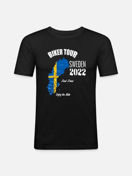 Biker Tour 2022 Sweden Motorcycle Tour Holiday - Slim Fit T-shirt herr - svart
