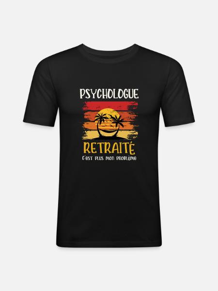 psychologue retraité - T-shirt près du corps Homme - noir