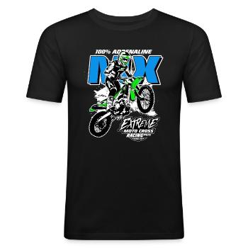 Moto Cross - Motocross - Supercross - Männer Slim Fit T-Shirt - Schwarz - Vorne - Nik (191cm)