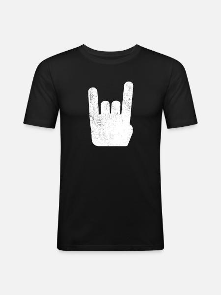 Pommesgabel Metal Hånd Rock Metal Musik - Herre Slim Fit T-Shirt - sort