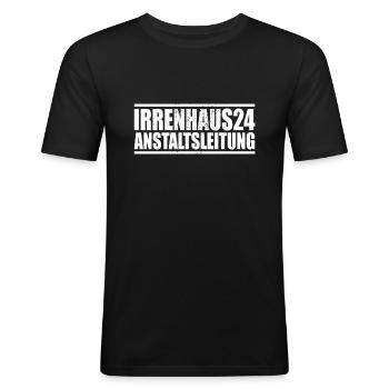 Anstaltsleitung Irrenhaus Büro Chefin Chef Arbeit - Männer Slim Fit T-Shirt - Schwarz - Vorne - Nik (191cm)