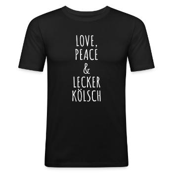 Amour Paix Lecker Kölsch Carnaval de Cologne Cathédrale de Cologne - T-shirt près du corps Homme - noir - Devant - Nik (191cm)