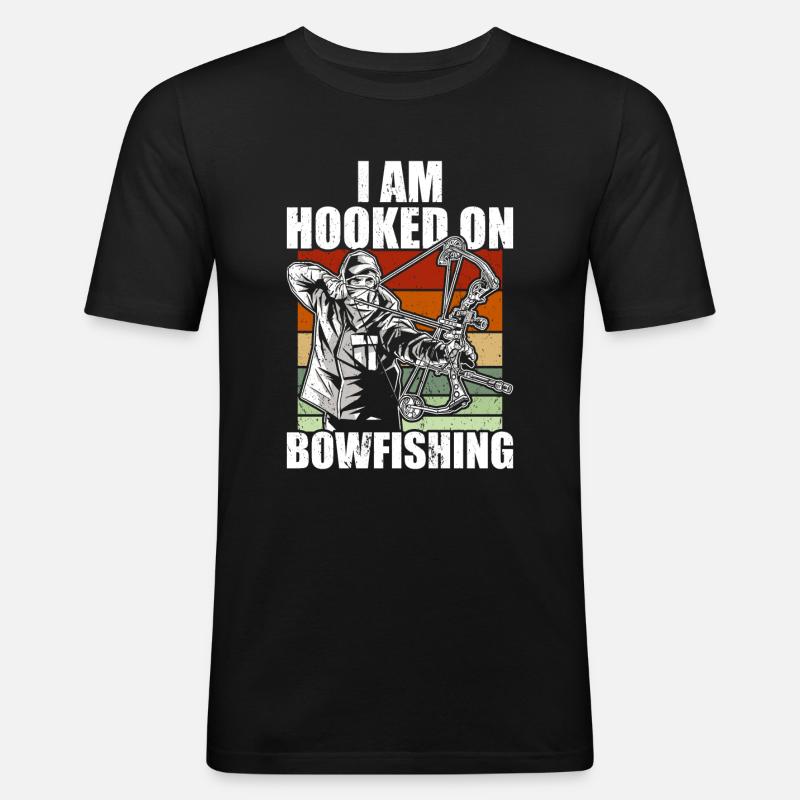 Bogenfischen - Männer Slim Fit T-Shirt - Schwarz