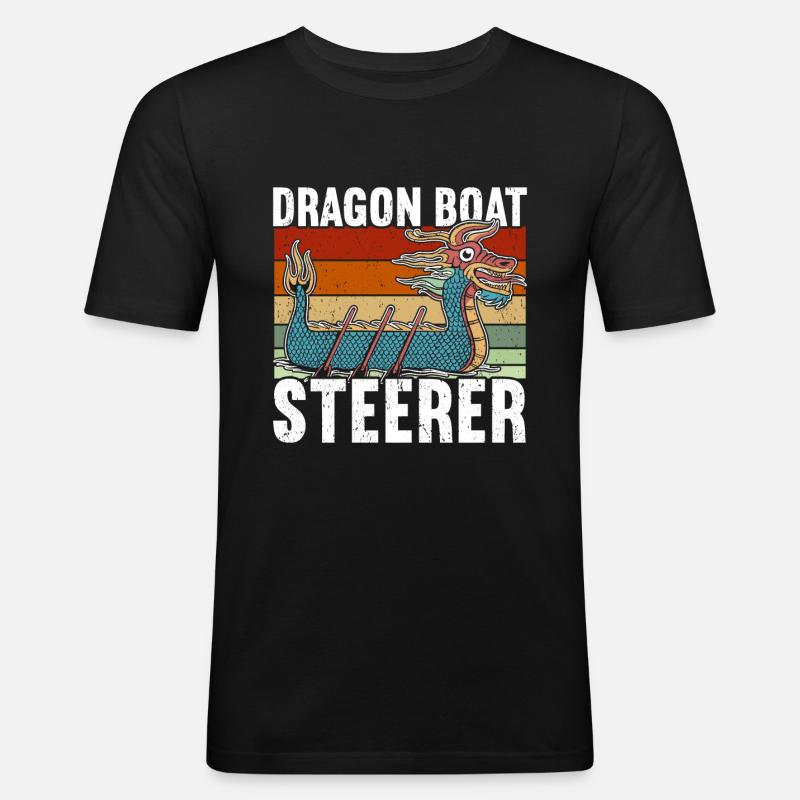 Drachenboot - Männer Slim Fit T-Shirt - Schwarz