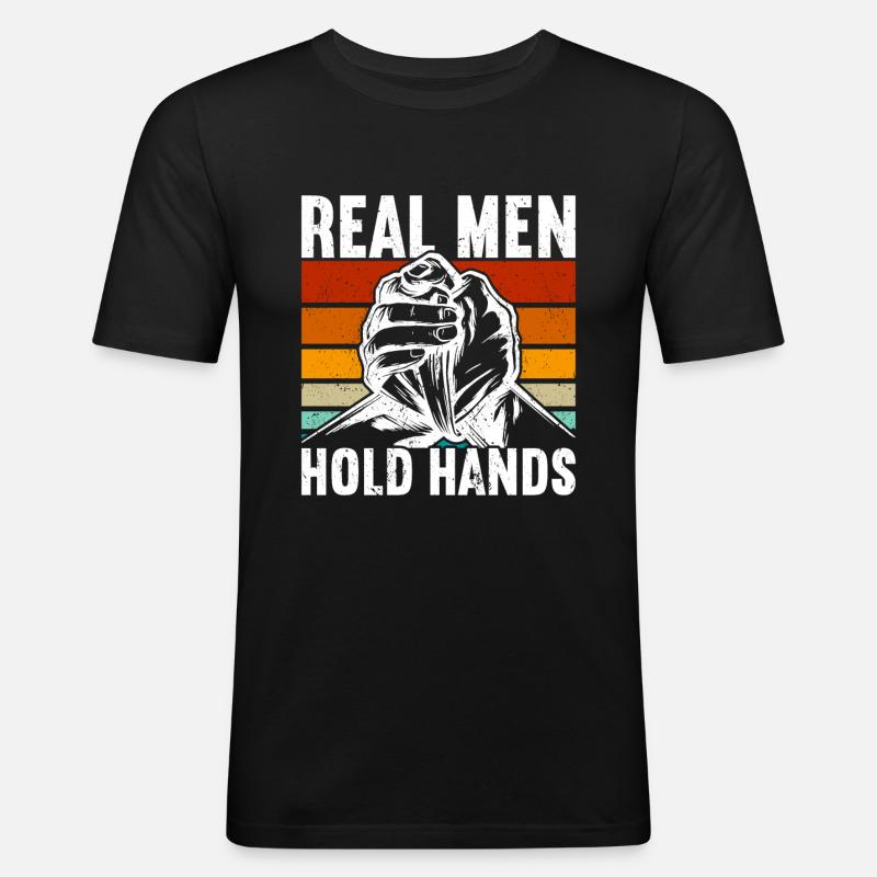 Bras de fer - T-shirt près du corps Homme - noir