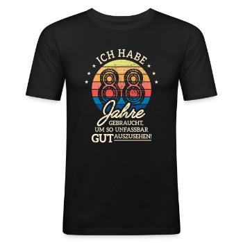 88. Geburtstag Geschenk Habe 88 Jahre Gebraucht - Männer Slim Fit T-Shirt - Schwarz - Vorne - Nik (191cm)