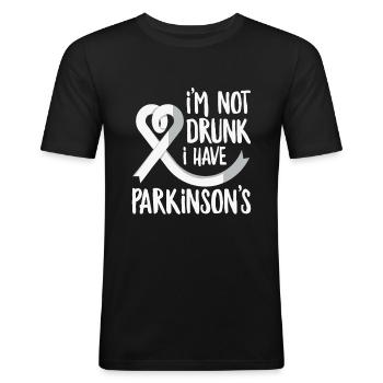 Ich bin nicht betrunken Ich habe Parkinson Lustig Parkinson - Männer Slim Fit T-Shirt - Schwarz - Vorne - Nik (191cm)
