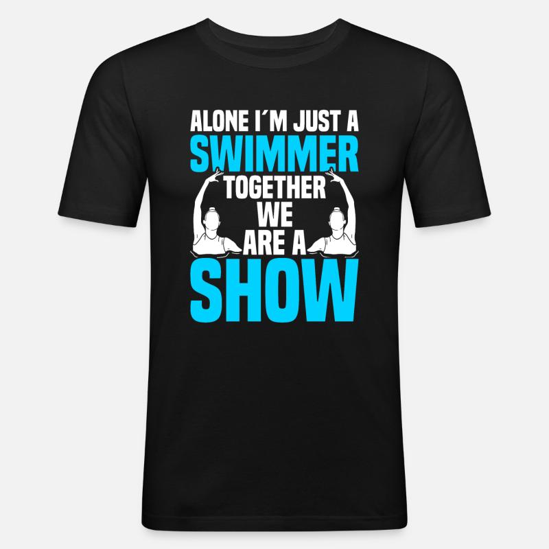 Synchronschwimmen - Männer Slim Fit T-Shirt - Schwarz