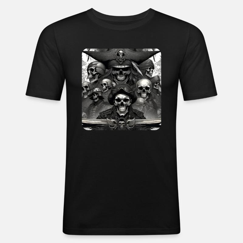 Pirates avec des crânes - T-shirt près du corps Homme - noir