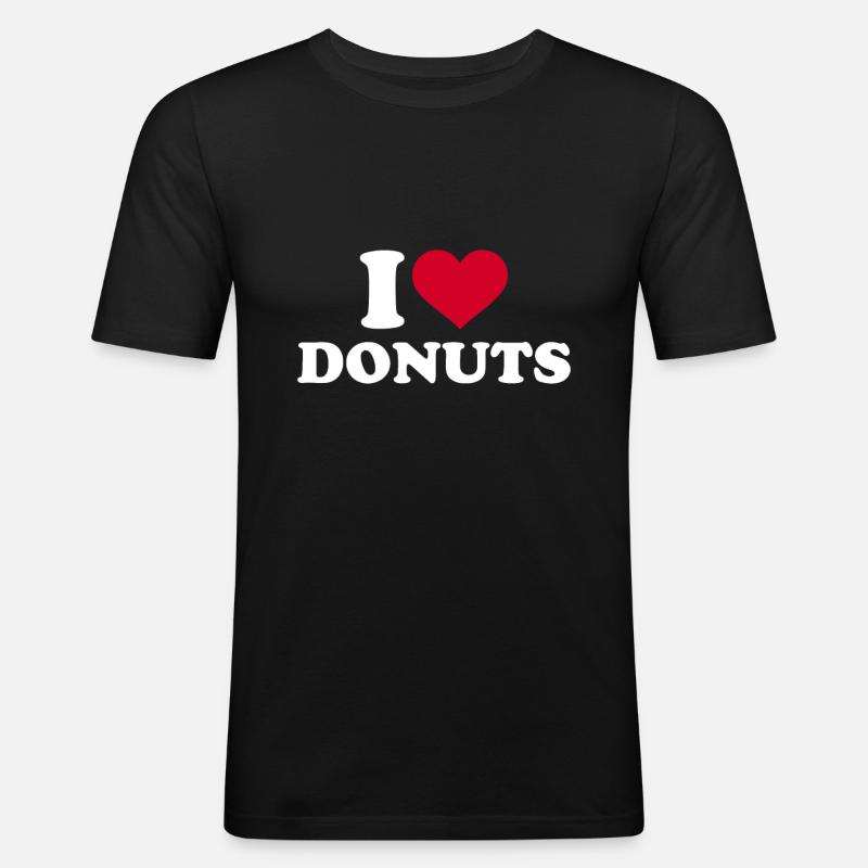 Ich liebe Donuts - Männer Slim Fit T-Shirt - Schwarz