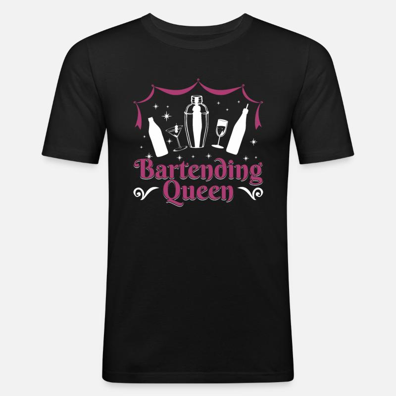Bartending Queen - Männer Slim Fit T-Shirt - Schwarz