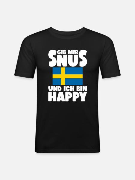 Snus Tabak Kautabak - Männer Slim Fit T-Shirt - Schwarz